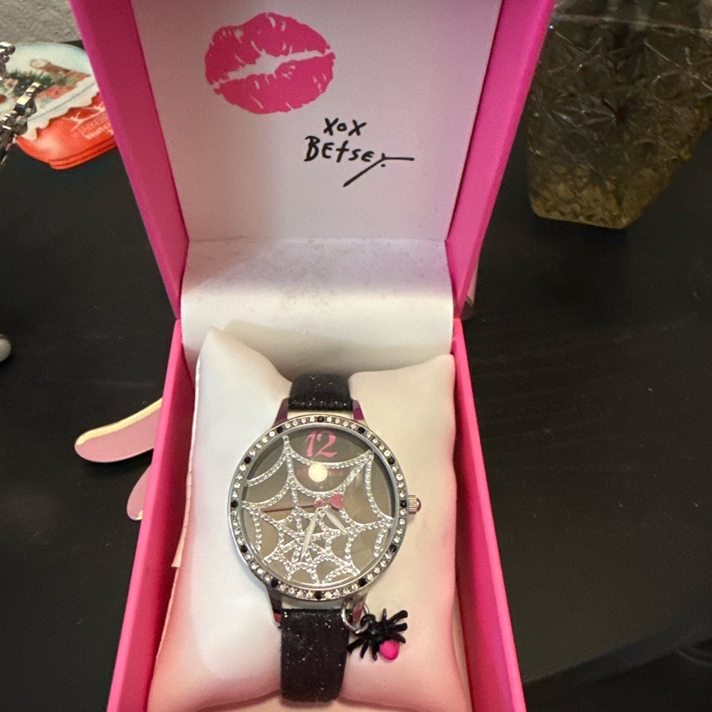 Betsey Johnson Pink and Silver Crystal Watch - Picture 2 of 3